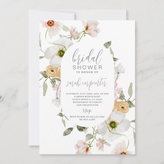 Elegant Boho Floral Bridal Shower Kaart (Voorkant)