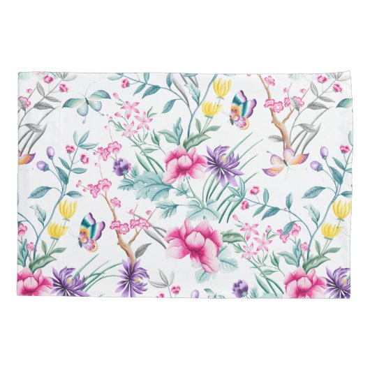 Elegant, Boho Floral & Butterflies Pattern Kussensloop (Achterkant)