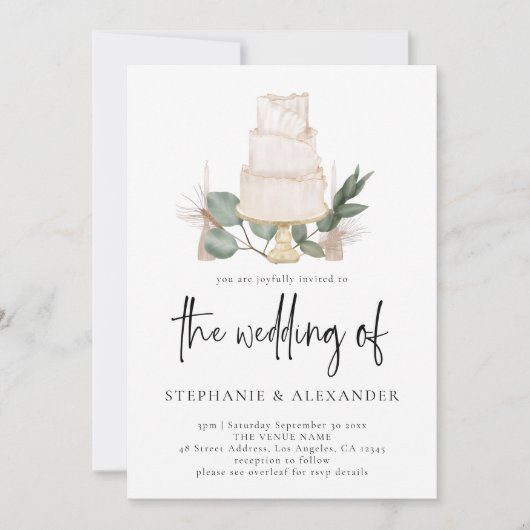 Elegant Boho Floral Cake QR Code Weddenschap Kaart (Voorkant)