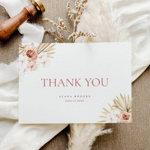 Elegant Boho Floral Gevouwen Afstuderen Dank u Bedankkaart