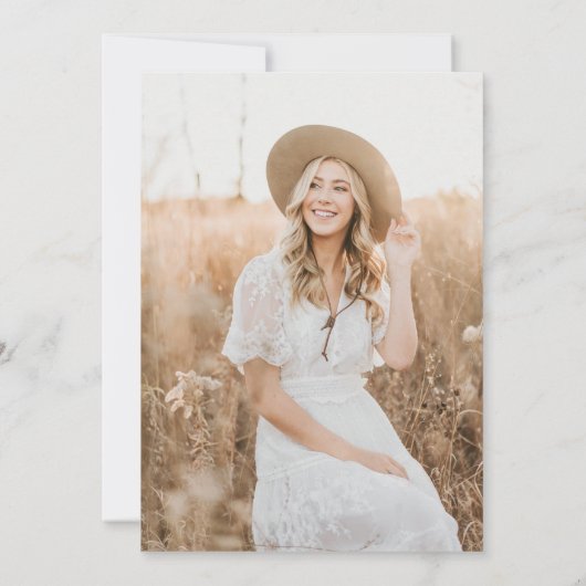 Elégant Boho Floral Grad Party Invitation (Dos)