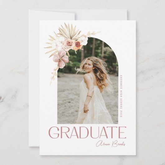 Elégant Boho Floral Graduation Invitation (Devant)