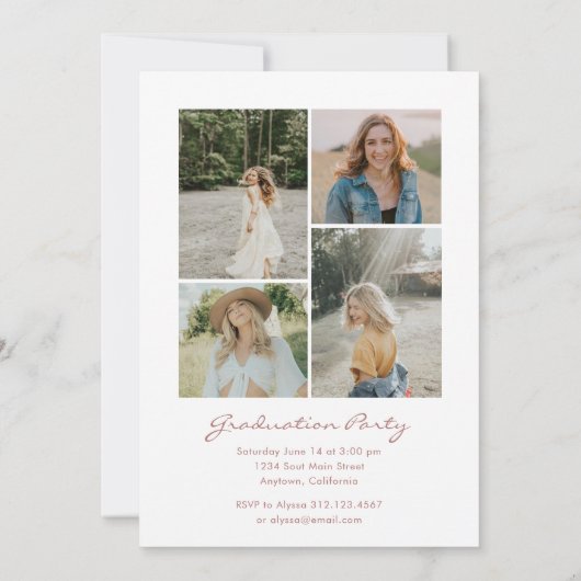 Elégant Boho Floral Graduation Invitation (Dos)