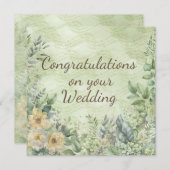 Elégant Boho Floral Greenery Carte Mariage (Devant / Derrière)