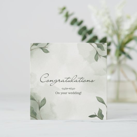 Elégant Boho Floral Greenery Carte Mariage (Debout devant)