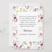 Elégant Boho Floral Mariage Carte de remerciements (Dos)