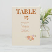 Elégant Boho Floral Mariage CARTE DE TABLE (Debout devant)