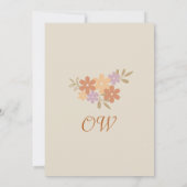 Elégant Boho Floral Mariage CARTE DE TABLE (Dos)