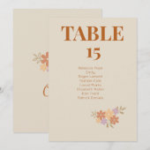 Elégant Boho Floral Mariage CARTE DE TABLE (Devant / Derrière)