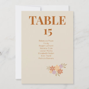 Elégant Boho Floral Mariage CARTE DE TABLE