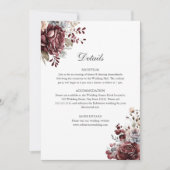 Elegant Boho Floral Mariage Détails Carte (Devant)