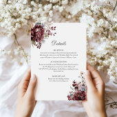 Elegant Boho Floral Mariage Détails Carte