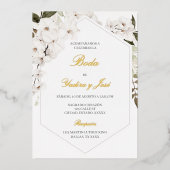Elégant boho floral mariage espagnol Invitation (Recto)