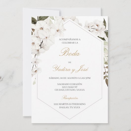Elégant boho floral mariage espagnol Invitation (Devant)