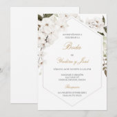 Elégant boho floral mariage espagnol Invitation (Devant / Derrière)