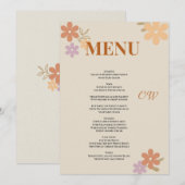 Elegant Boho Floral Mariage Menu Invitation (Devant / Derrière)