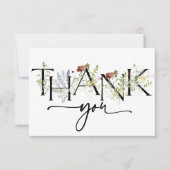 Elegant Boho Floral Merci Cartes (Devant)