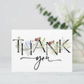 Elegant Boho Floral Merci Cartes (Debout devant)