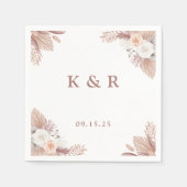 Elegant Boho Floral Monogram Wedding Servet (Voorkant)