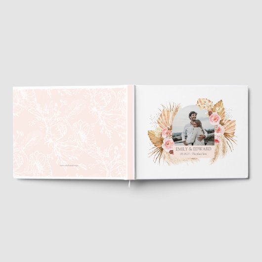 Elegant Boho Floral Pampas Grass foto gastenboek (Volledig)