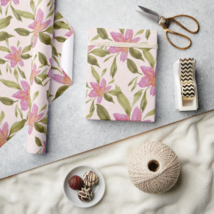 Elegant Boho Floral Waterverf Handgeschilderd Cadeaupapier