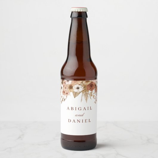 Elegant Boho Floral Wedding  Bier Etiket (Voorkant)