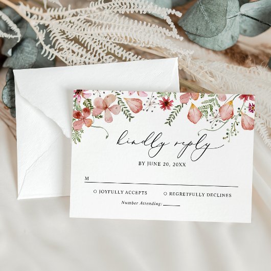 Elégant Boho Floral Wedding Carte RSVP