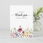 Elegant Boho Floral Wedding Hartelijk dank Kaart (Staand voorkant)