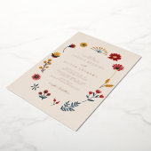 Elegant Boho Floral Wedding Roos Gold Folie Uitnodiging (Gedraaid)
