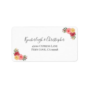 Elegant Boho Floral Wedding RSVP Return Address Etiket