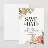 Elegant Boho Flowers Lijst Save The Date (Voorkant / Achterkant)