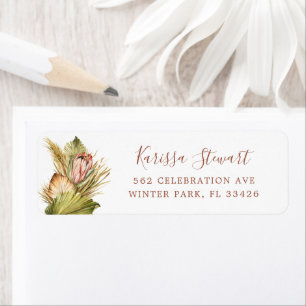 Elegant Boho gedroogd botanische kruidenhuwelijk Etiket