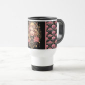 Elegant Boho Girl Black and Pink Mug (Devant droit)