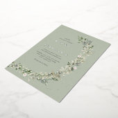 Elegant Boho Gold Foil Waterverf Groen Bruiloft Folie Uitnodiging (Gedraaid)