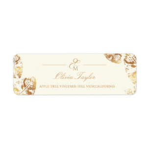 Elegant Boho Gouden herfstbruiloftsadres Etiket