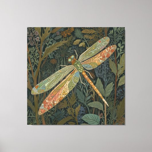 Elegant boho green dragonfly canvas afdruk (Voorkant)
