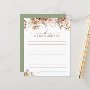 Elegant Boho Herfst Floral Baby shower Advice Kaar