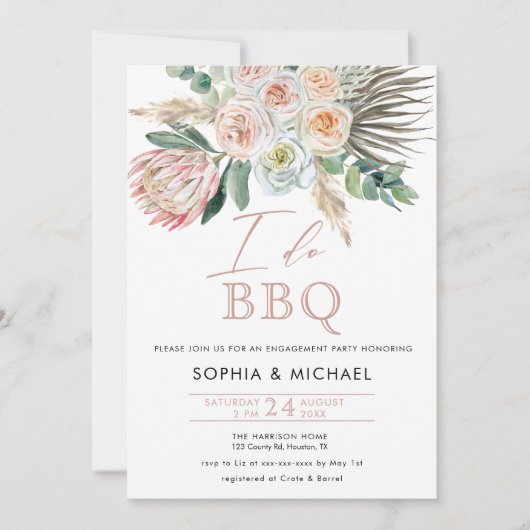 Elegant Boho I do BBQ Engagement Party Kaart (Voorkant)