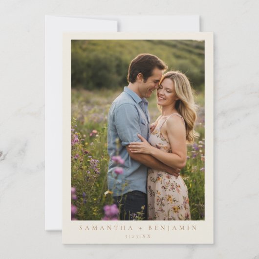 Elegant Boho Iris Mariage Photo Invitation (Dos)