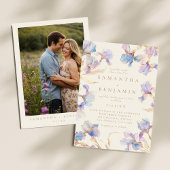 Elegant Boho Iris Mariage Photo Invitation