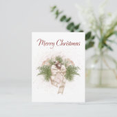 Elegant Boho Ivory Green Waterverf Kerstmis Briefkaart (Staand voorkant)