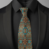 Elegant Boho Koper Turquois Patroon Stropdas