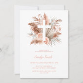 Elegant Boho Meisje Bloemen Doop Kaart (Voorkant)