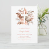 Elegant Boho Meisje Bloemen Doop Kaart (Staand voorkant)