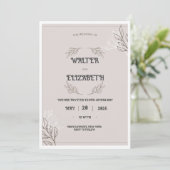 Elegant Boho Minimalist Floral Wedding Invitation Kaart (Staand voorkant)