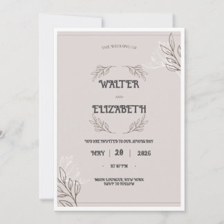 Elegant Boho minimalist Floral Wedding Uitnodiging