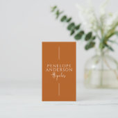 Elegant Boho Monogram QR Code Modern Terracotta Visitekaartje (Staand voorkant)