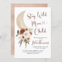 Elégant Boho Moon Baby shower Invitation