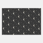 Elegant Boho Mystical Moon Stars Black en White Inpakpapier Vel (Voorkant)