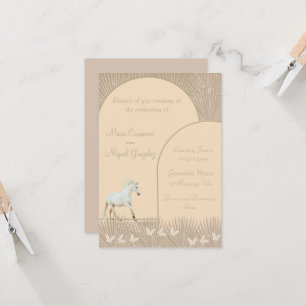 elegant boho paarden bruiloft uitnodiging